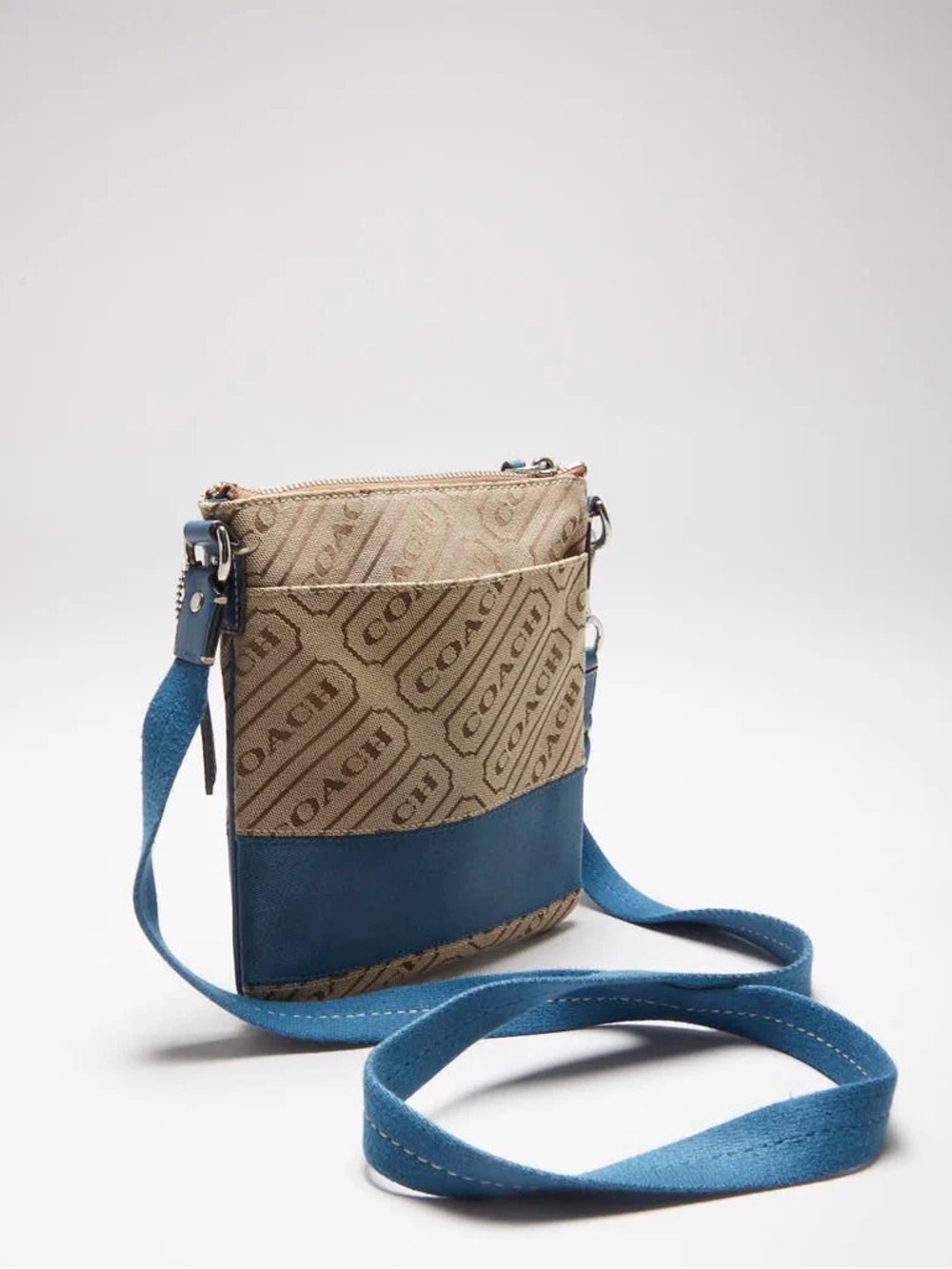 Coach Y2K signature stripe crossbody bag khaki monogram canvas